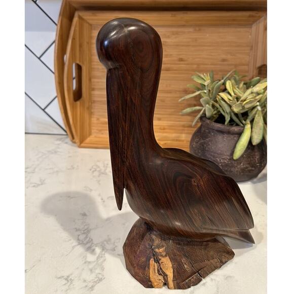 Vintage Carved Ironwood Pelican Bird 12” Figurine made in Mexico rustic cabin - Picture 6 of 8